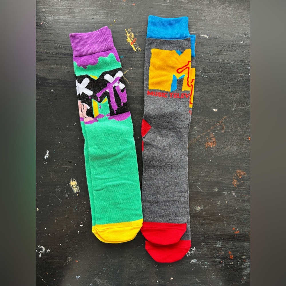 two pair of mtv socks